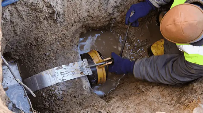 Technician performing underground drainage repair for foundation protection and gutter systems in Ann Arbor, MI